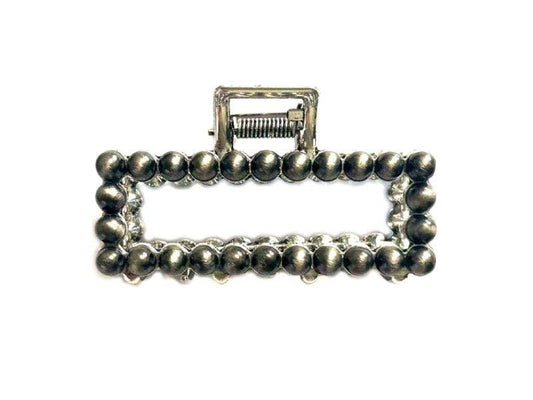 Western Mini Navajo Pearl Hair Claw: Silver