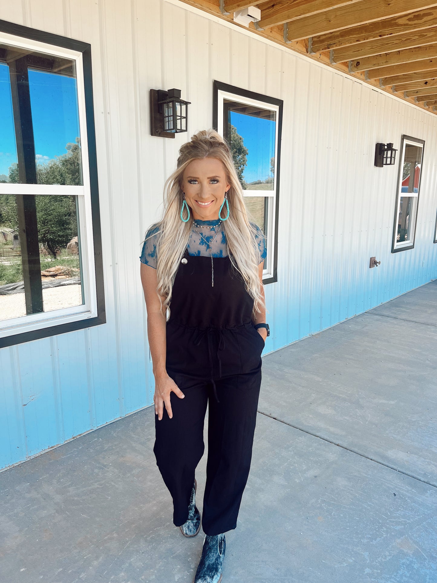 Lace Layering Short Sleeve Shirt-Teal