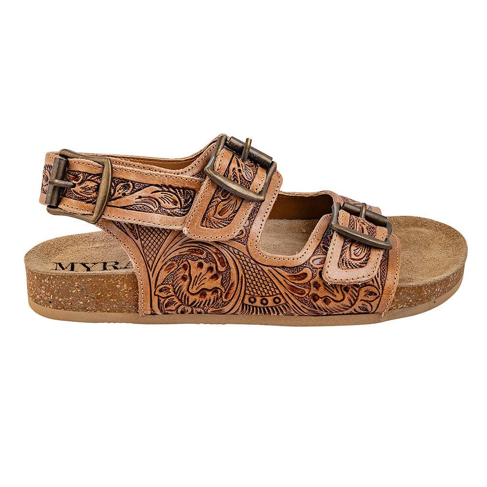 Dixon Trails Hand-Tooled Sandals by Myra