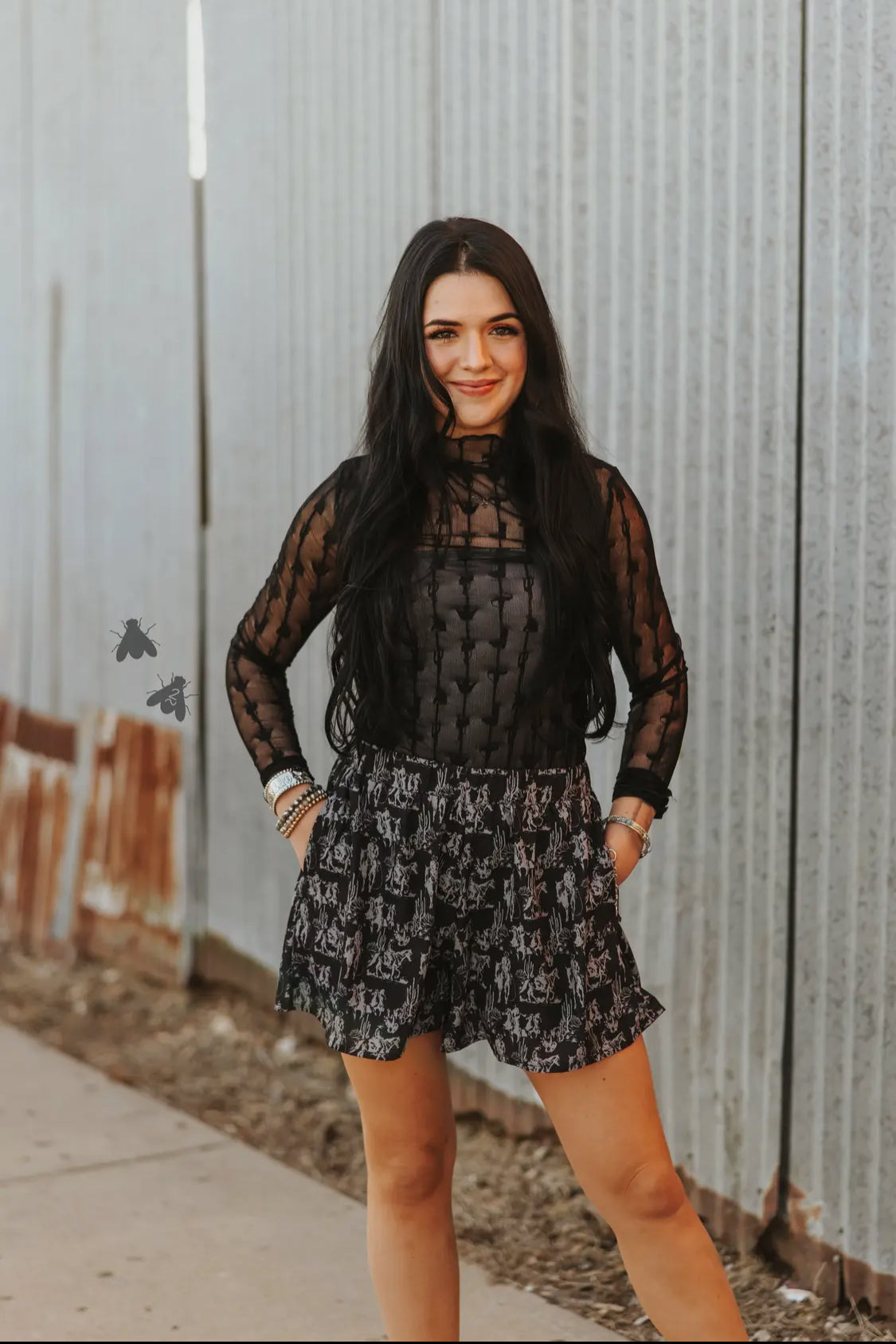 Lariat Lace Mesh Top- Midnight