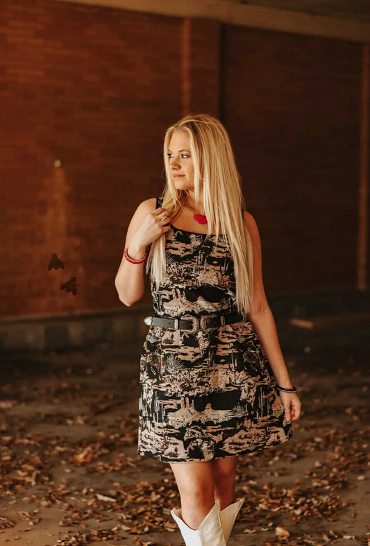 Painted Desert Sleeveless Jacquard Dress