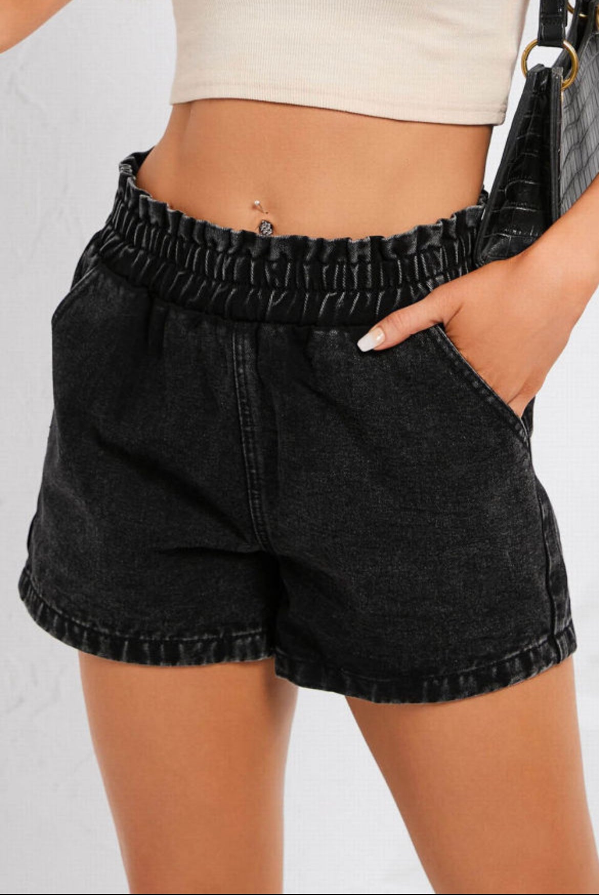 Retro Black High Waisted Shorts