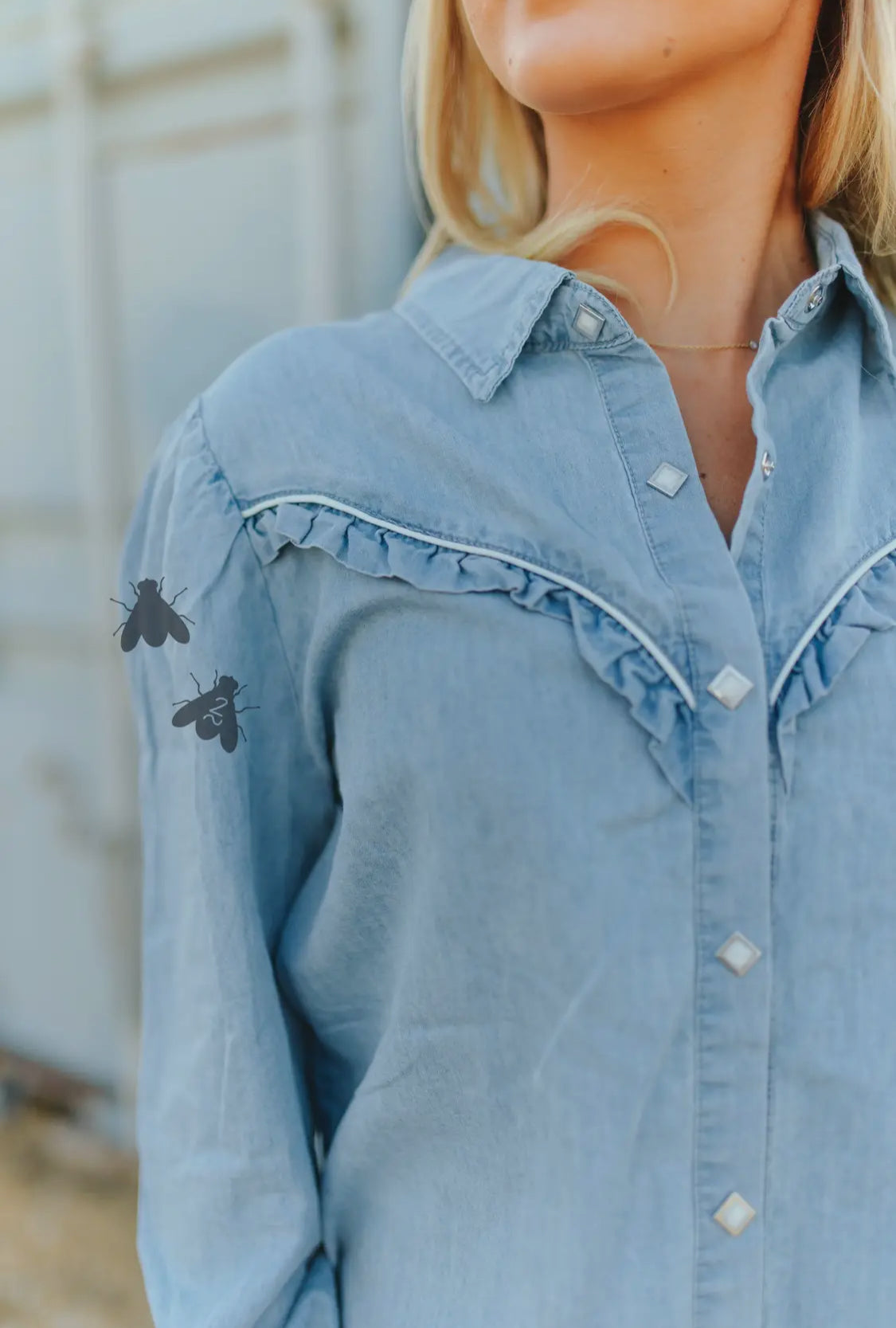 Rowdy Ruffles Long-Sleeved Diamond Pearl Snap