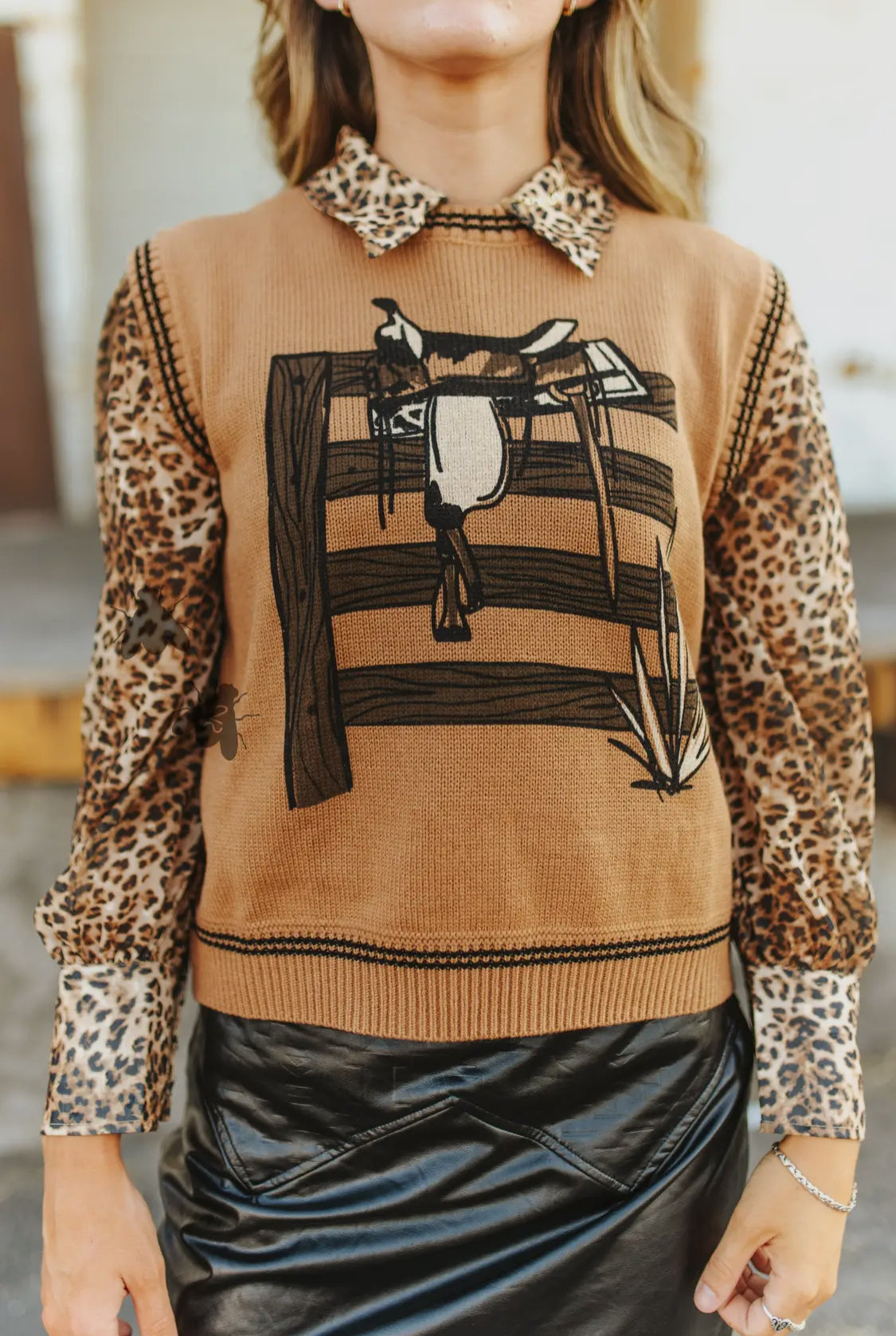 Laredo Knit Vest—Saddle