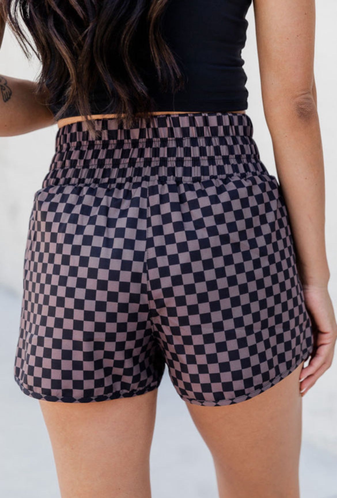 Black & Brown Checkered Athletic Shorts