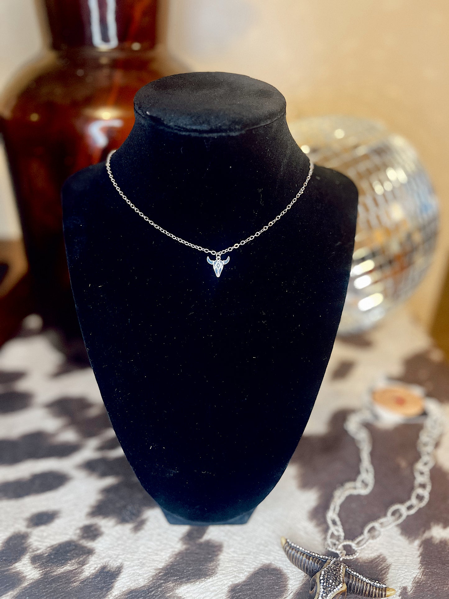 Dainty Silver Bullhead Necklace