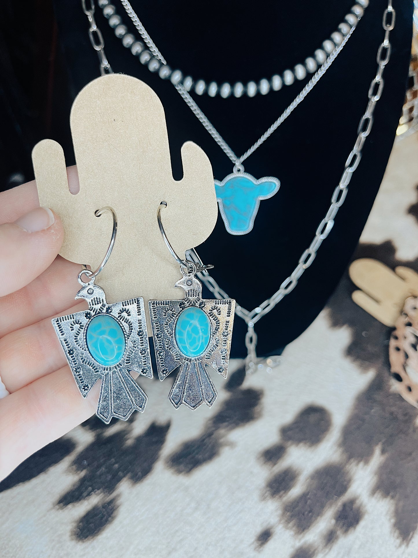 Thunderbird Turquoise Hoop Earrings