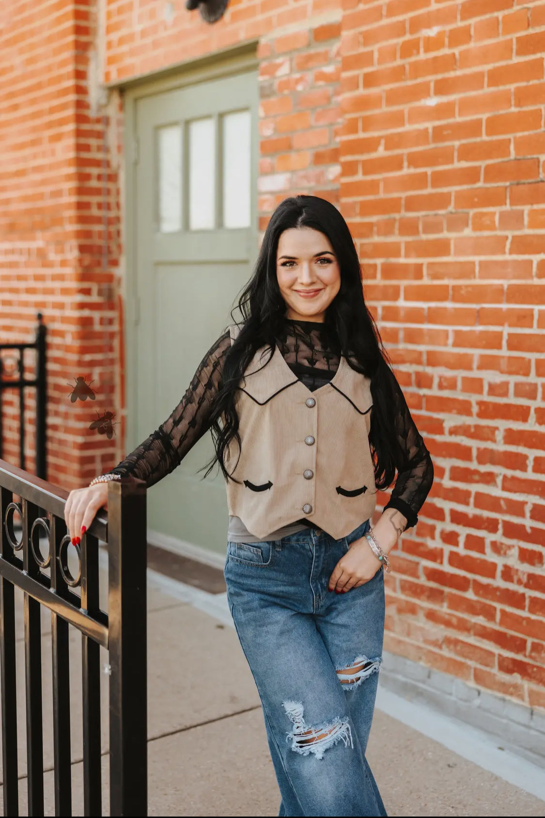 Lariat Lace Mesh Top- Midnight