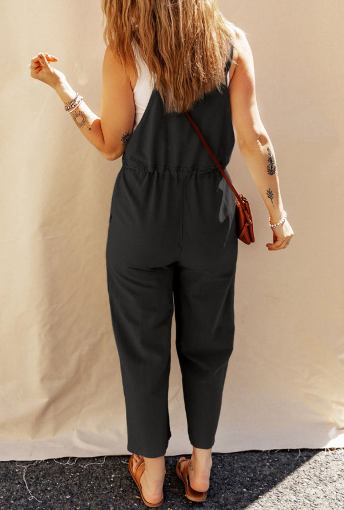 Black Cropped Overalls