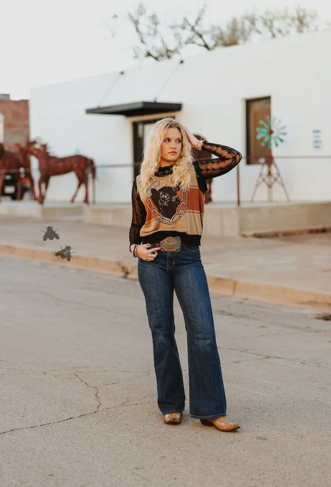 Lariat Lace Mesh Top- Midnight