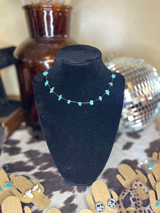 Turquoise Chip Chain Choker