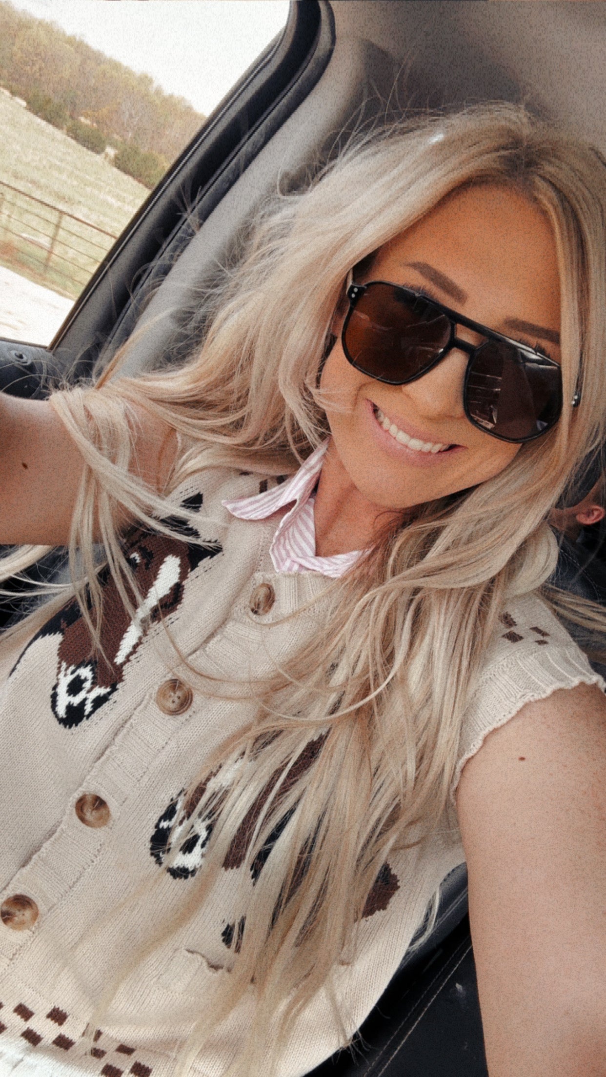 Horse & Horseshoe Knit Vest Cardigan