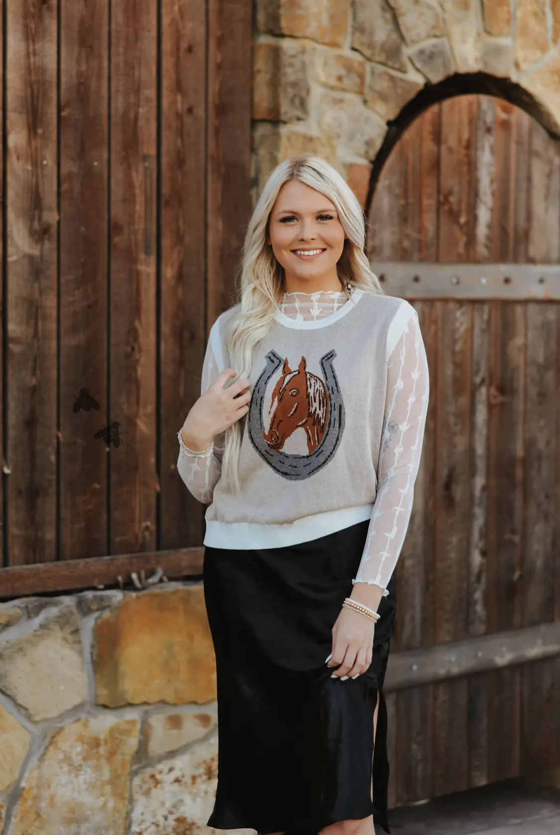 Lariat Lace Mesh Top- Cloud