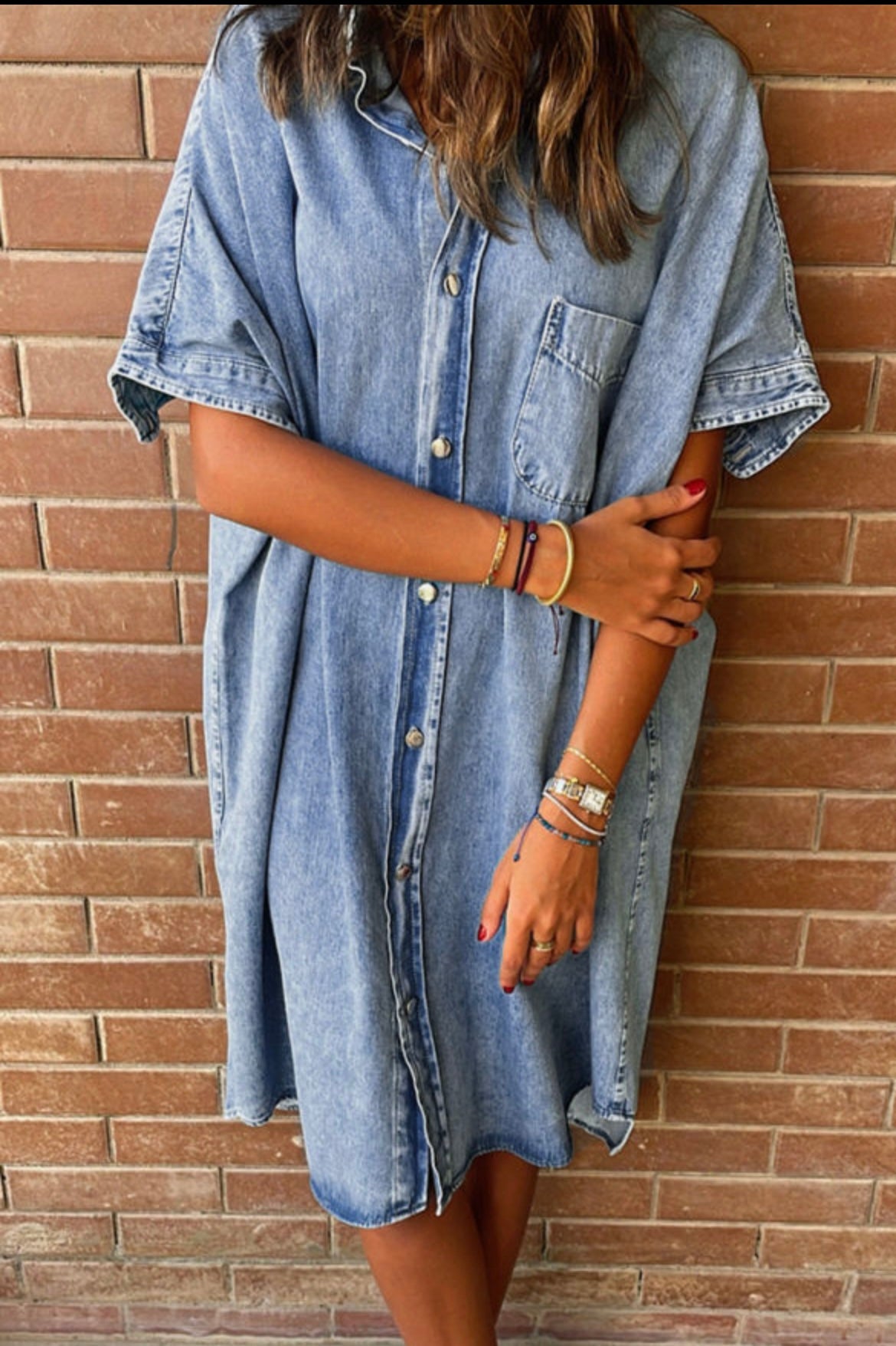 Short Sleeved Denim Dress