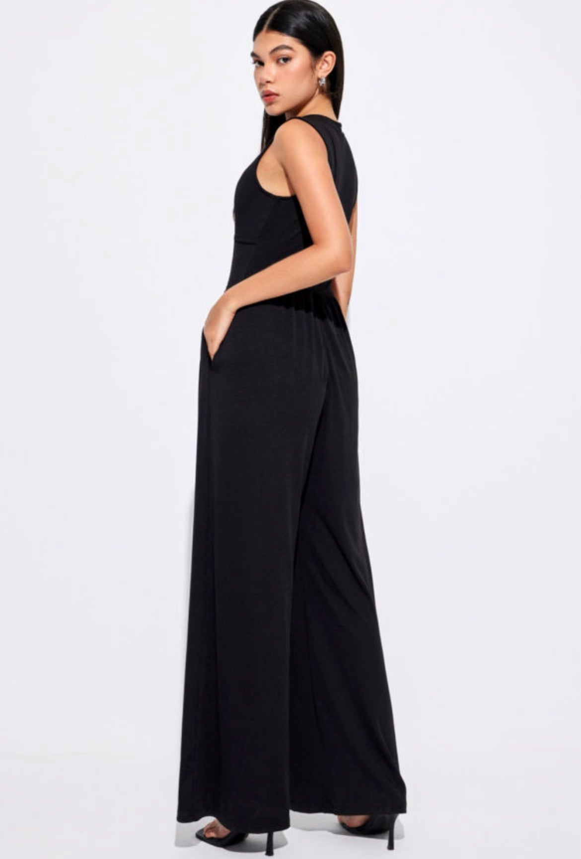 Cinched Waist Wide Leg Jumpsuit