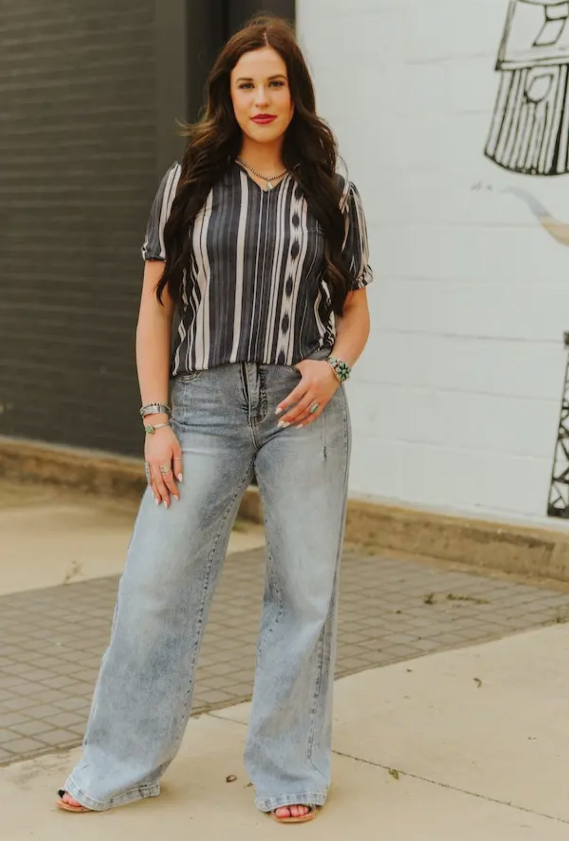 Lucky & Blessed Vintage Stone Wash High Rise Wide Leg Jeans