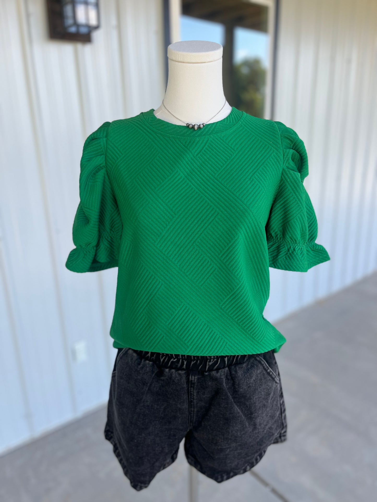 Kelly Green Ruffled Sleeved Top