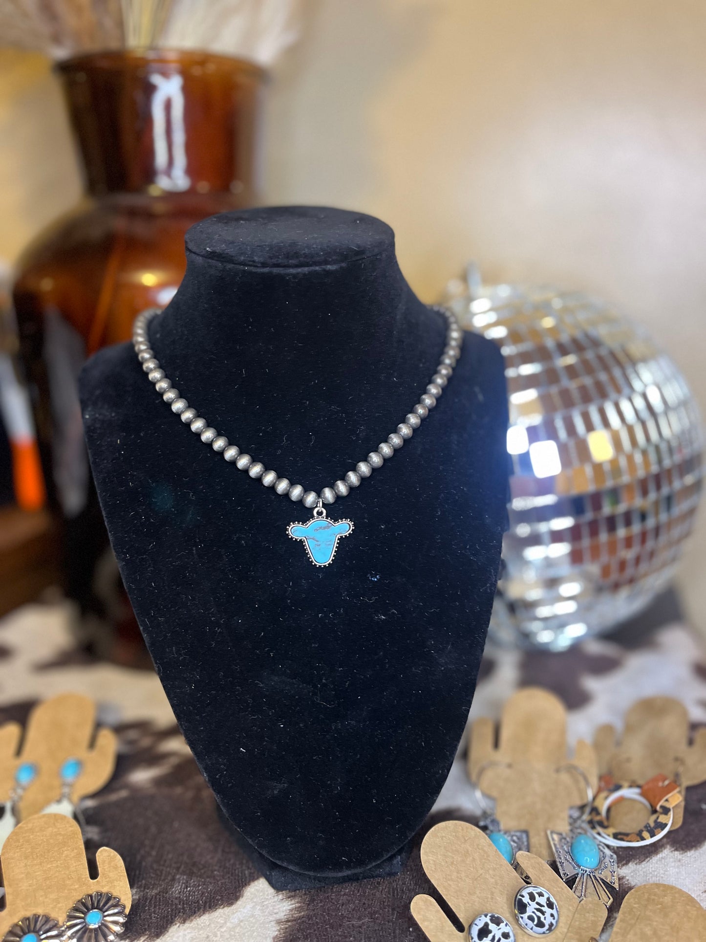 Faux Navajo Chain with Cow Head Pendant