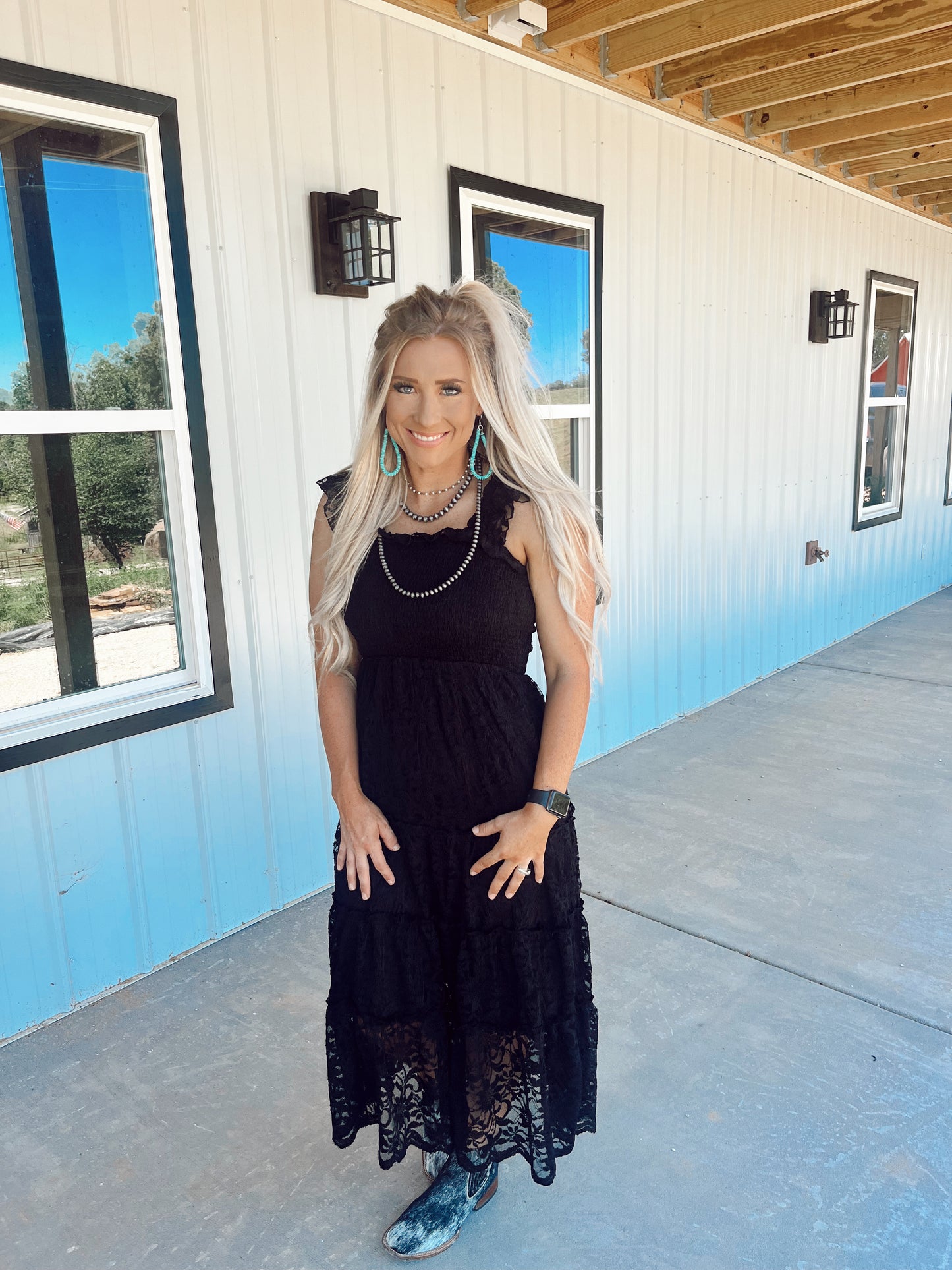 Black Lace Midi Dress