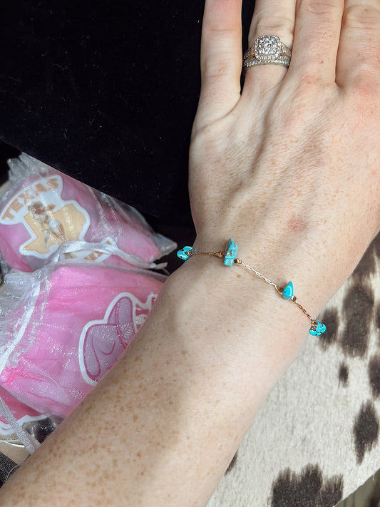 Turquoise Chip Chain Bracelet