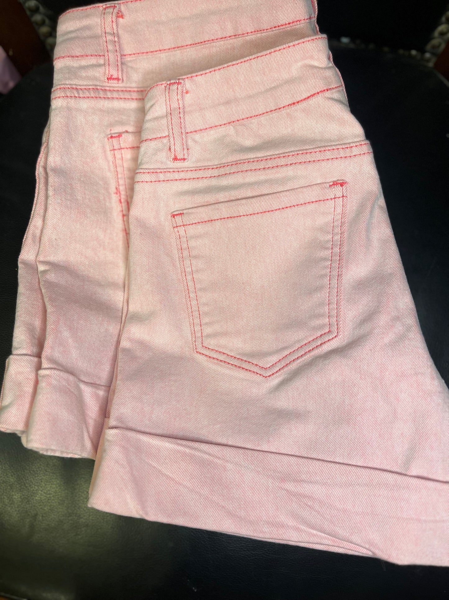 Baby Pink Denim High Waisted Shorts