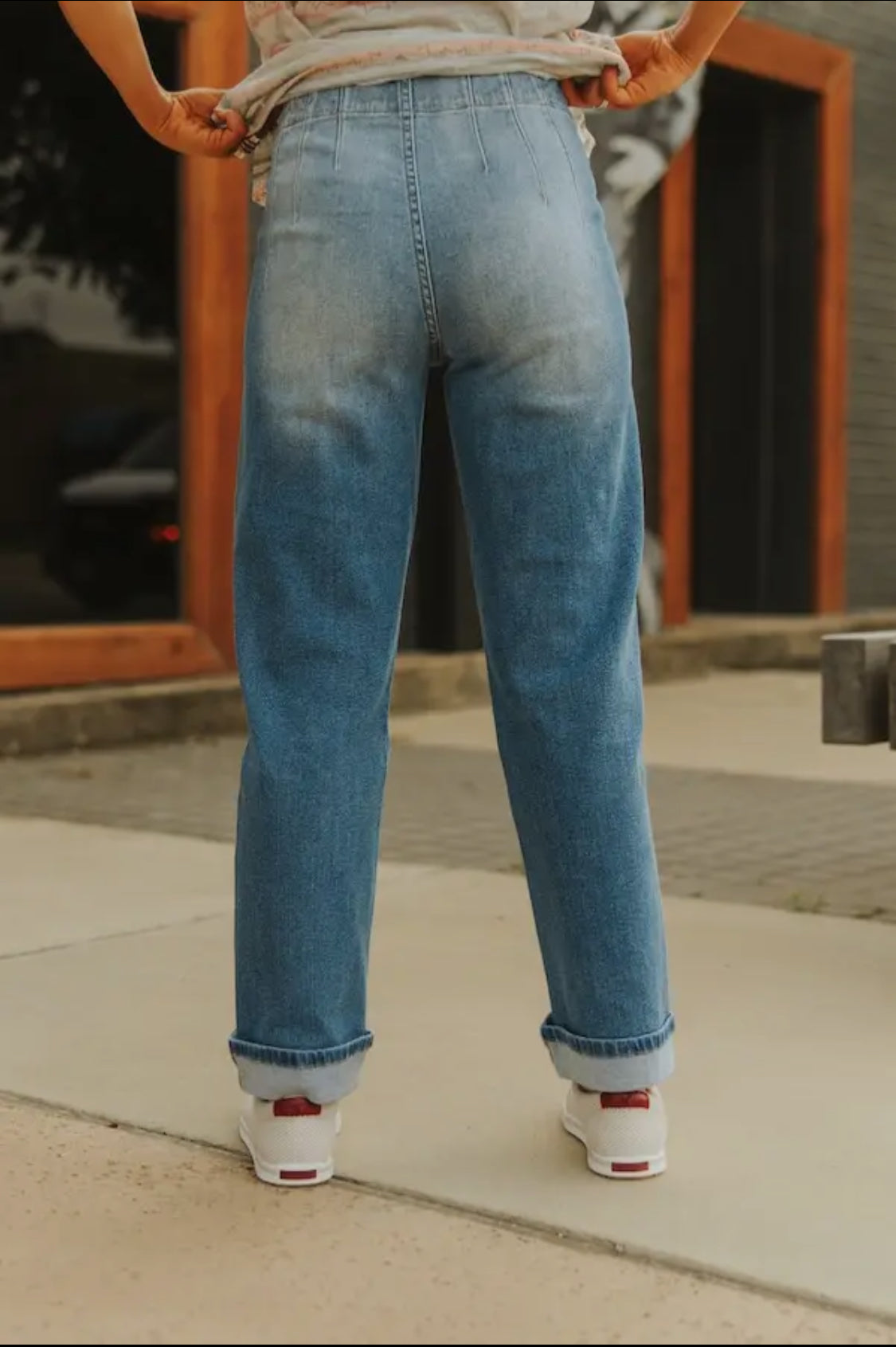 Lucky & Blessed: Mid Wash High Rise Boyfriend Jeans