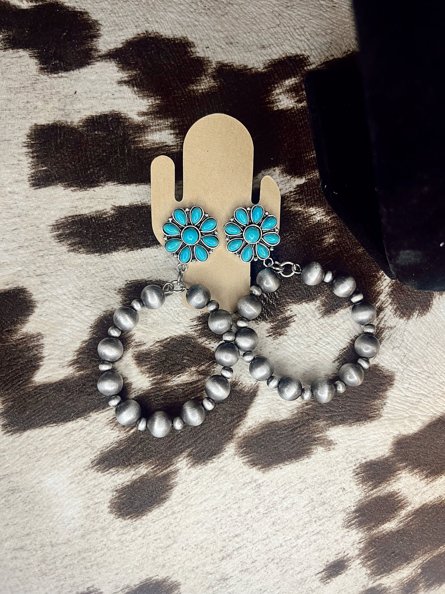 Faux Navajo Hoops with Turquoise Studs