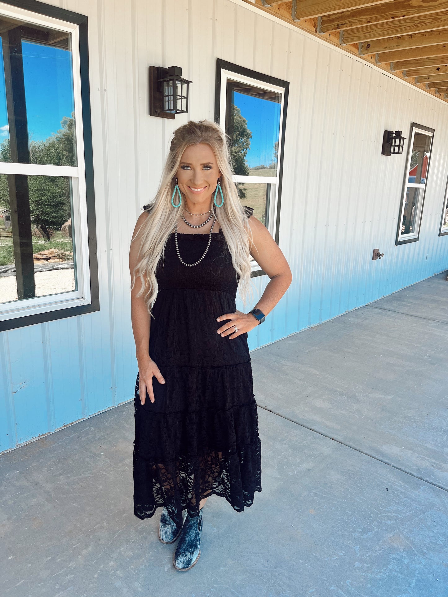 Black Lace Midi Dress