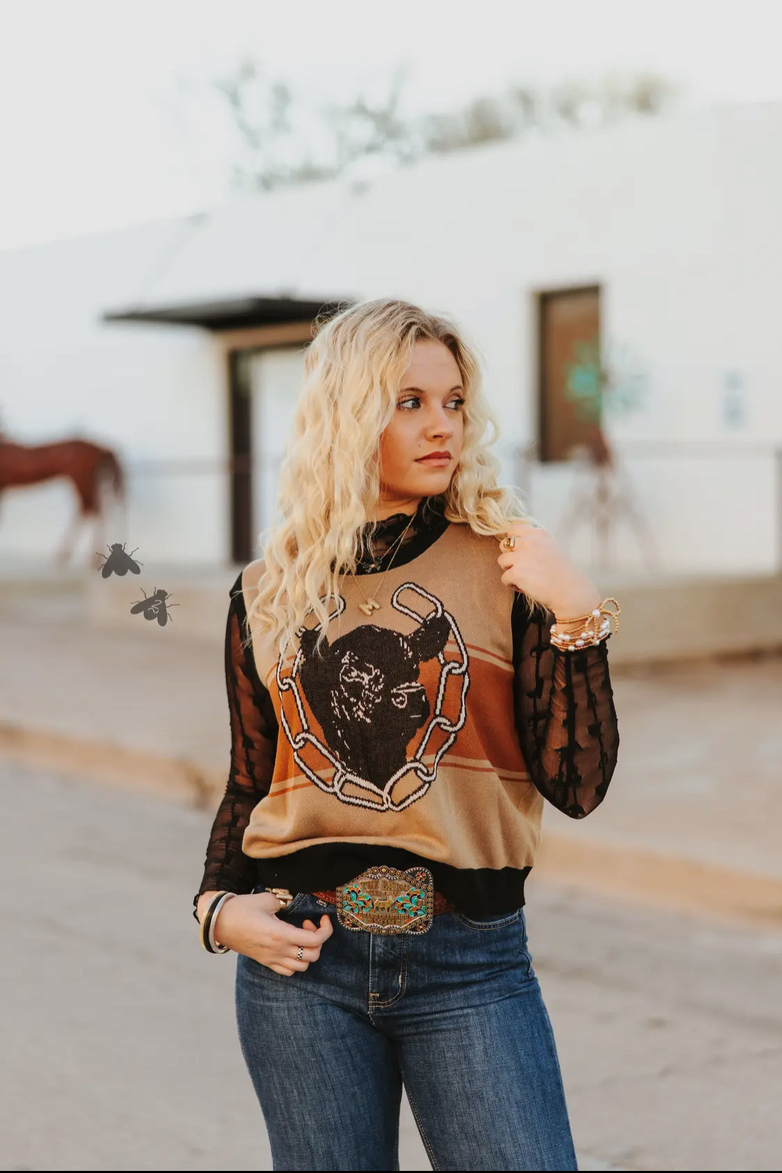 Lariat Lace Mesh Top- Midnight