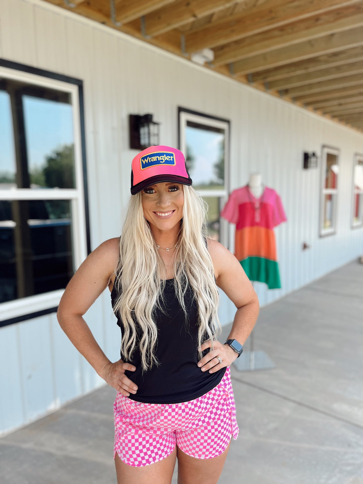 Pink Checkered Athletic Shorts