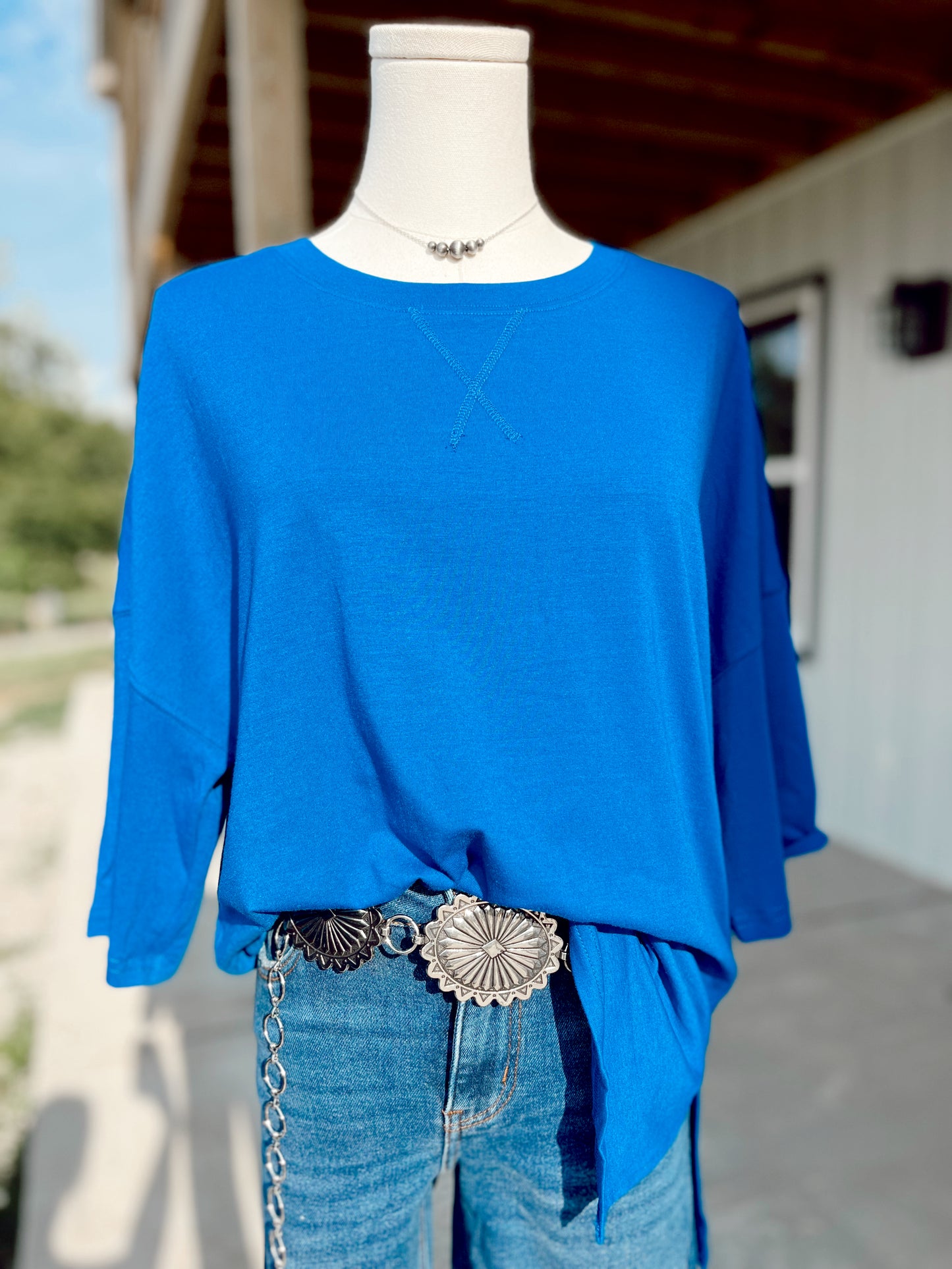 Royal Blue Drop Shoulder Top