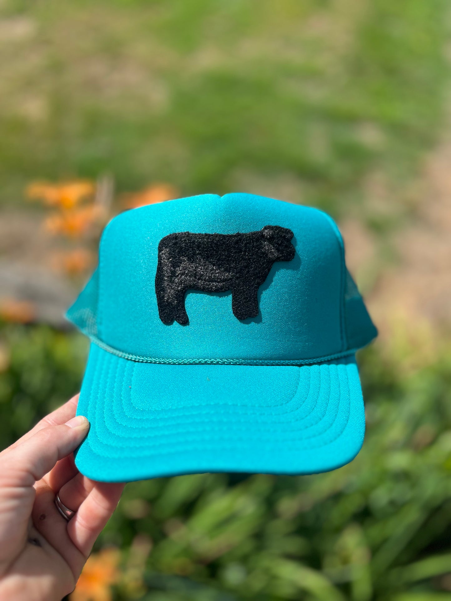 Teal Angus Bull Trucker Hat