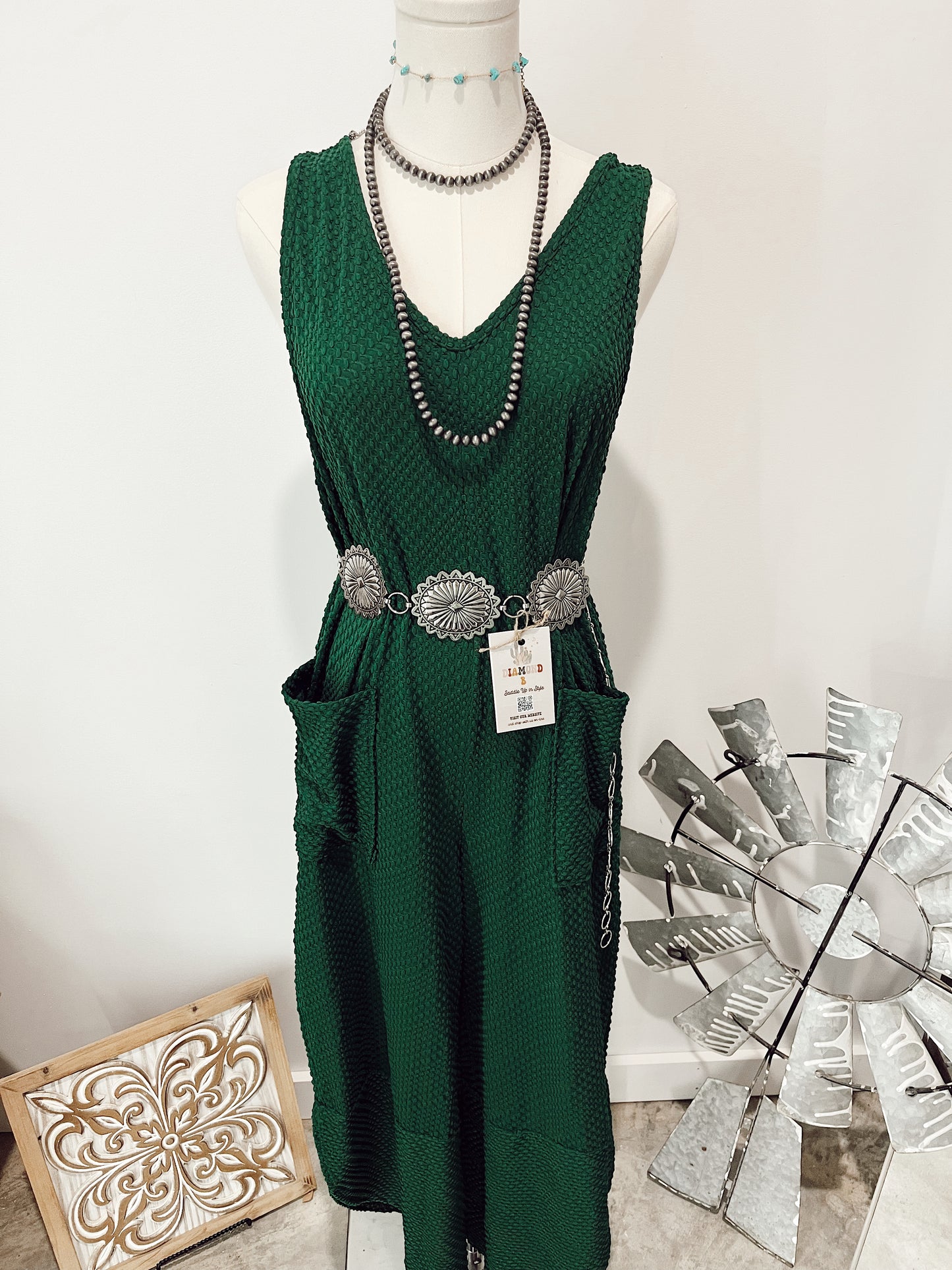 Hunter Green Textured Jumpsuit