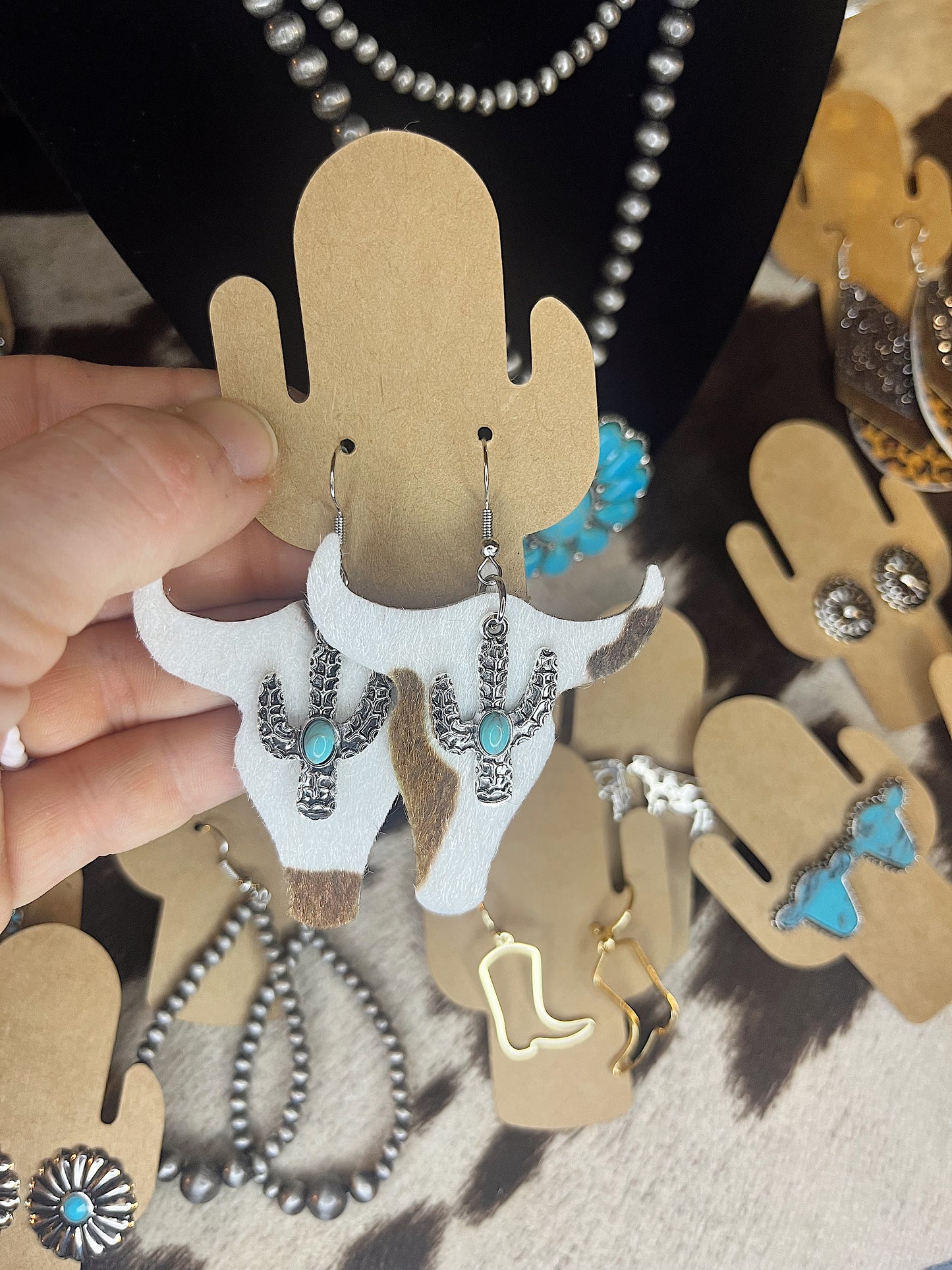 Longhorn and Cactus Earrings
