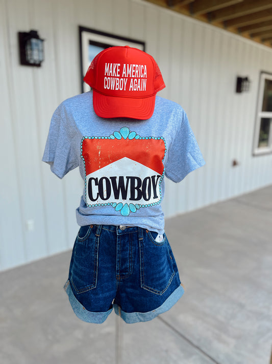 COWBOY Graphic Tee- Light Gray