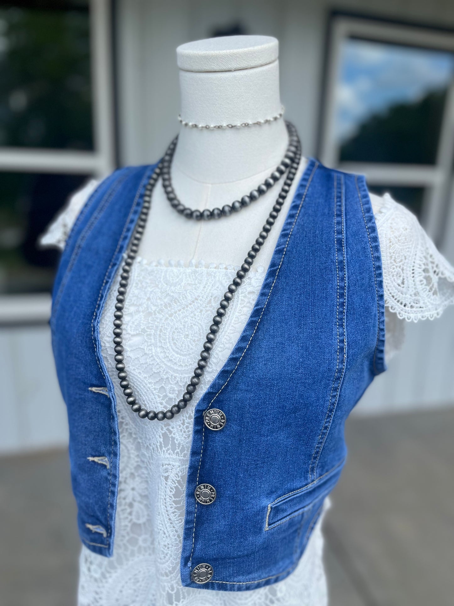 Denim Buttoned Vest Top