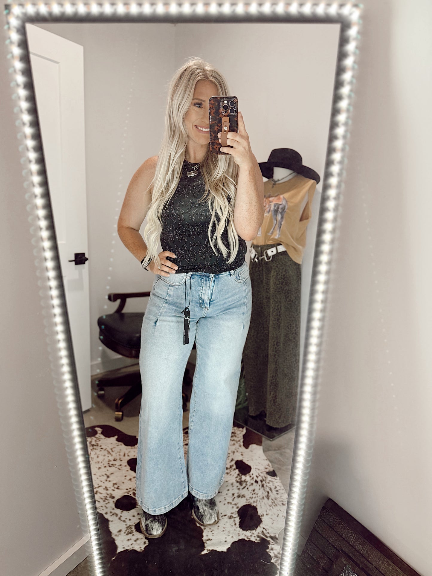 Lucky & Blessed Vintage Stone Wash High Rise Wide Leg Jeans
