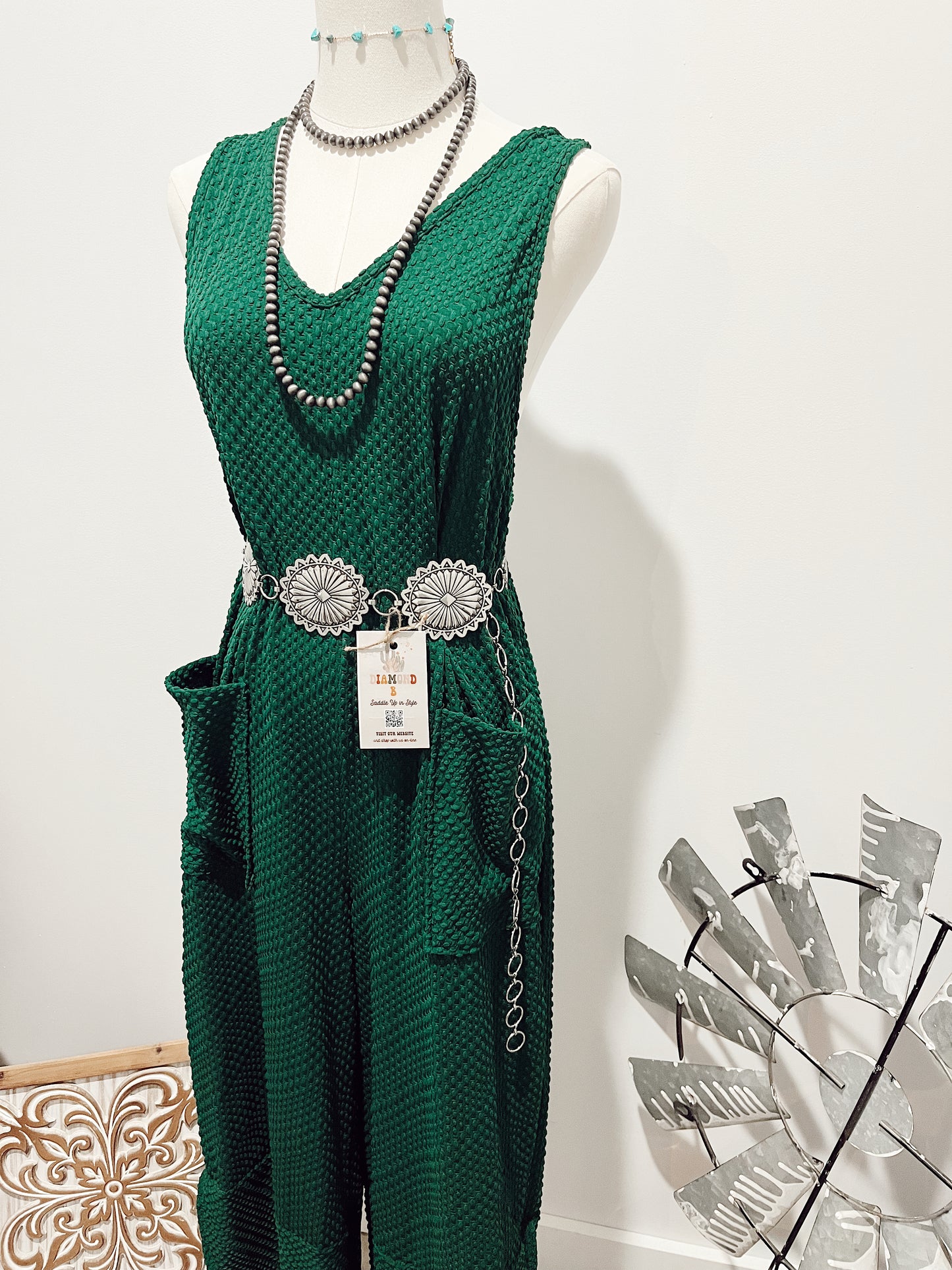 Hunter Green Textured Jumpsuit
