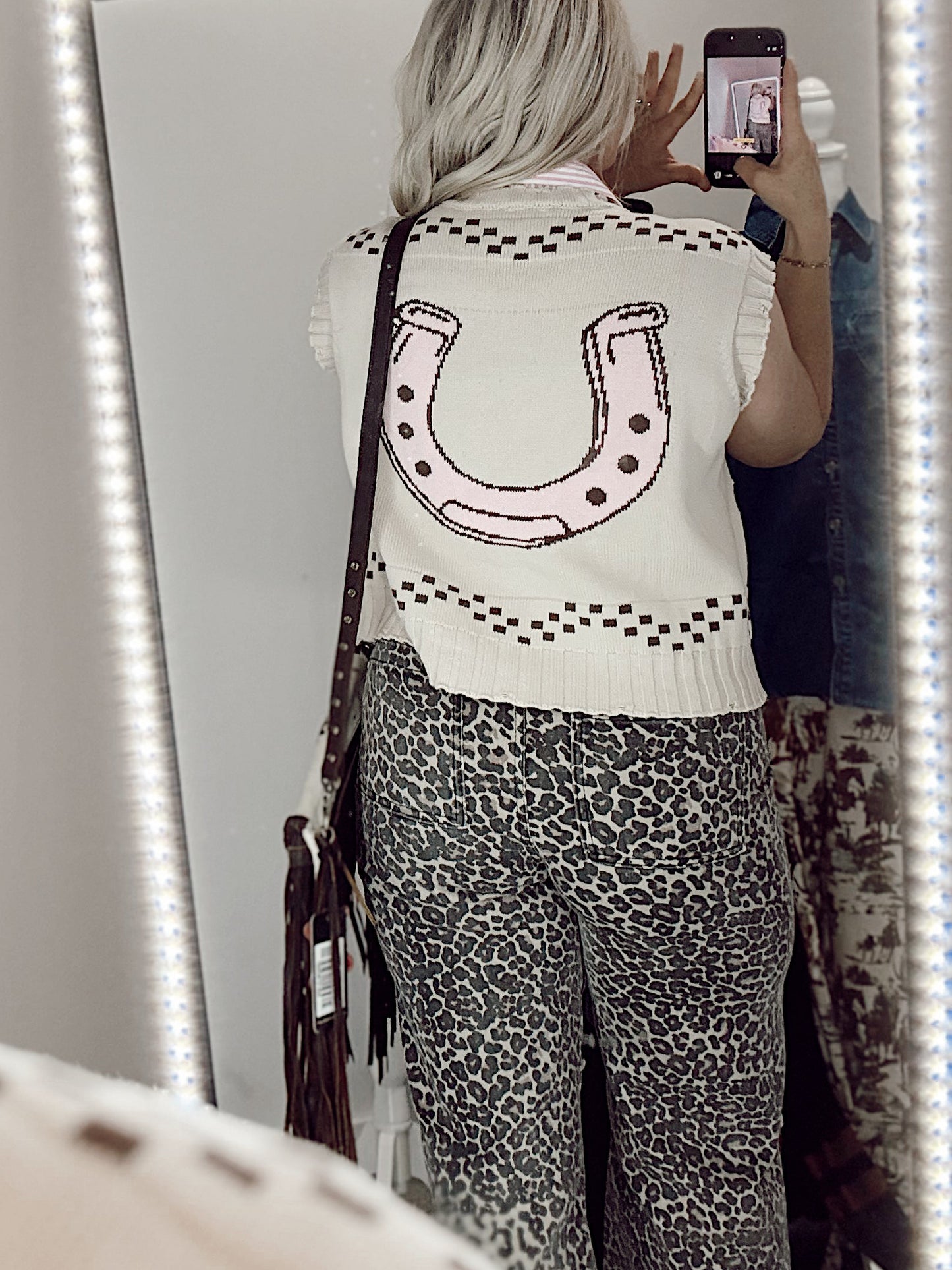 Horse & Horseshoe Knit Vest Cardigan