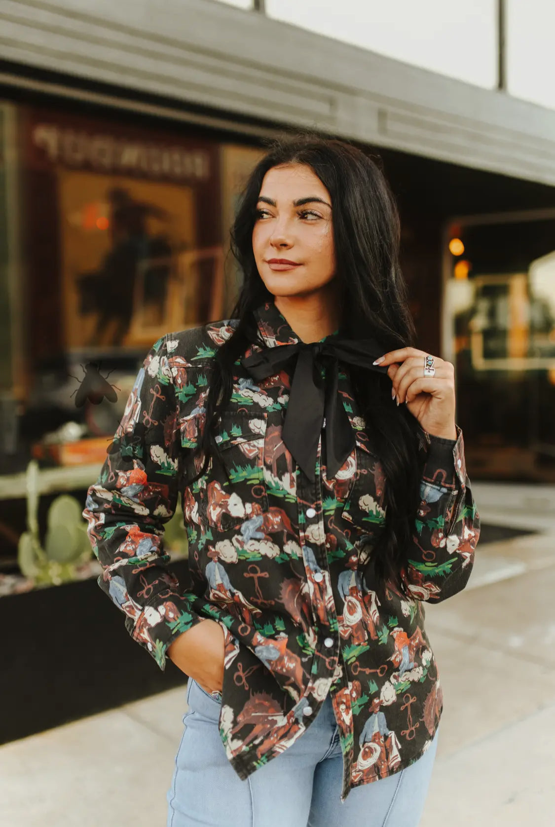 Brushy Pop Pearl Snap Button Up