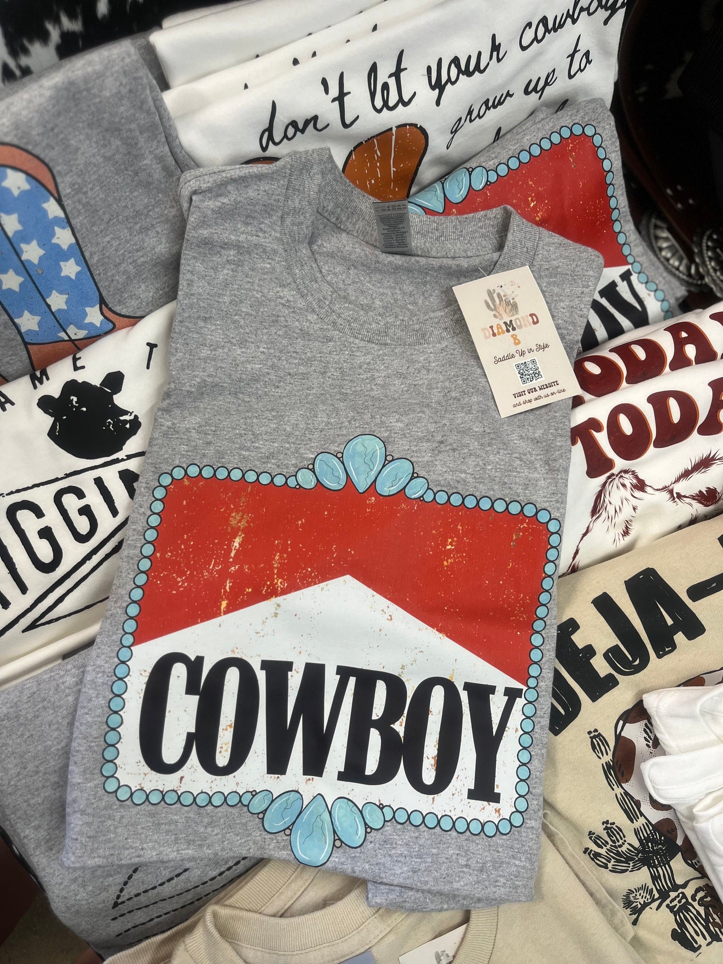 COWBOY Graphic Tee- Light Gray