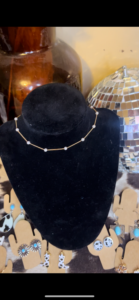 Pearl Gold Chain Choker