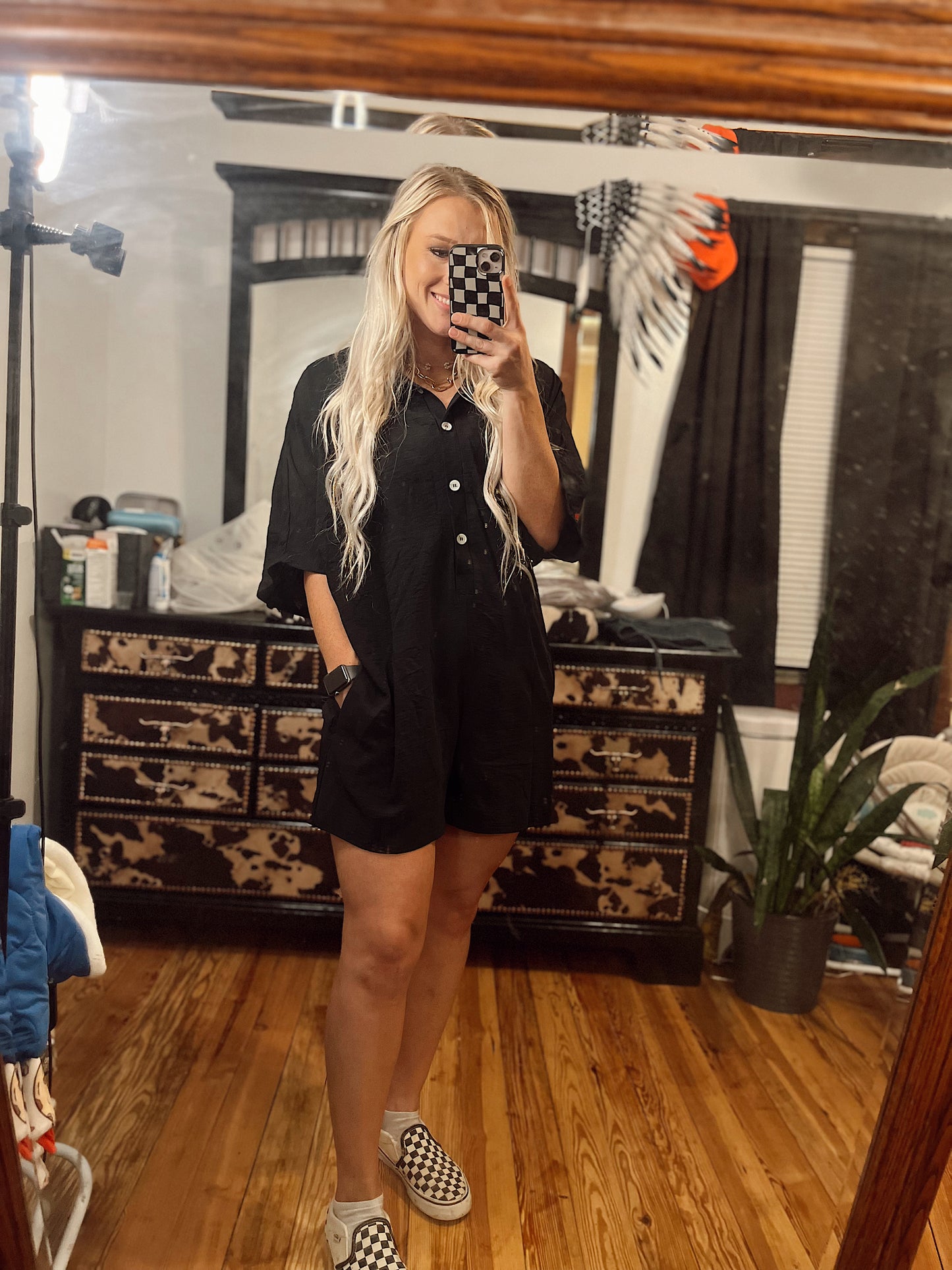 Black Loose Shorts Romper