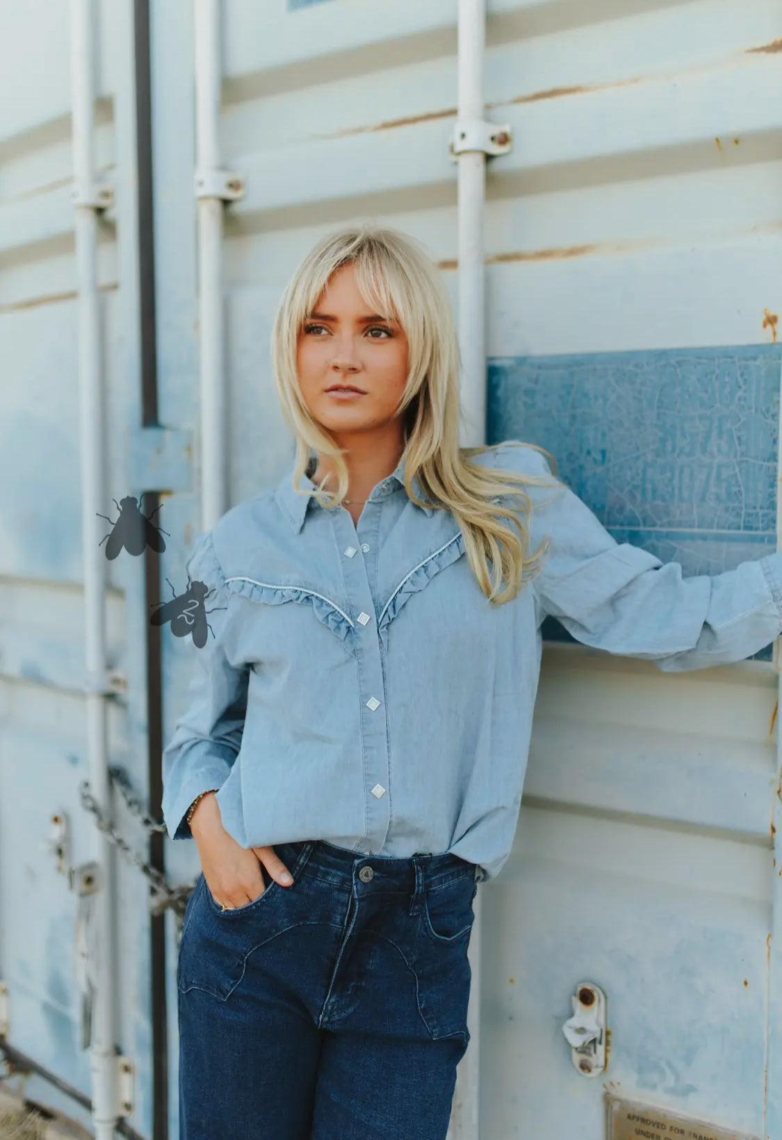 Rowdy Ruffles Long-Sleeved Diamond Pearl Snap