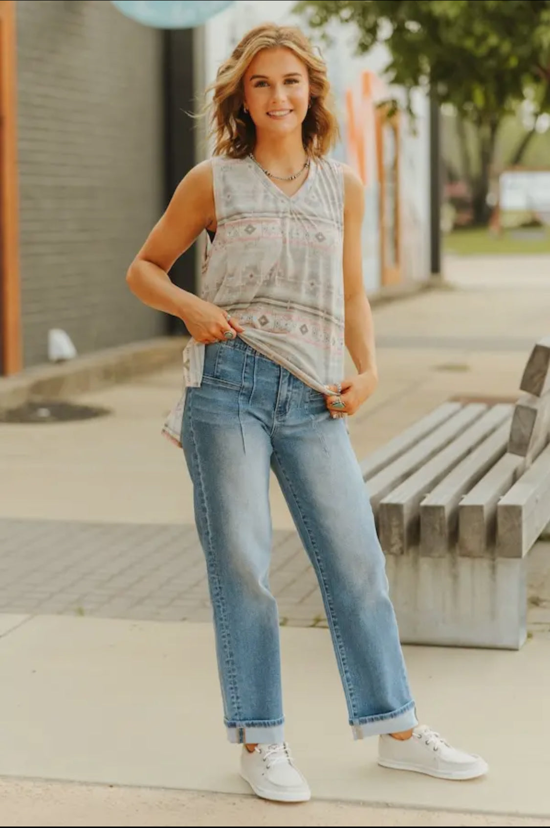 Lucky & Blessed: Mid Wash High Rise Boyfriend Jeans