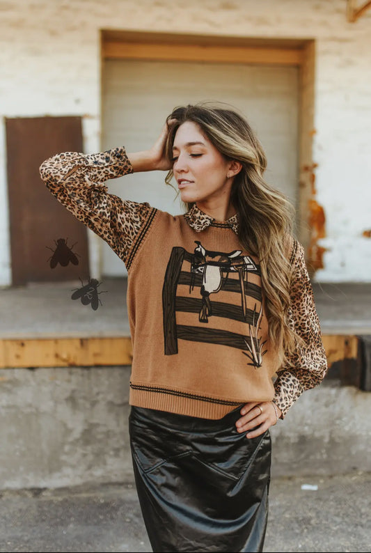 Laredo Knit Vest—Saddle