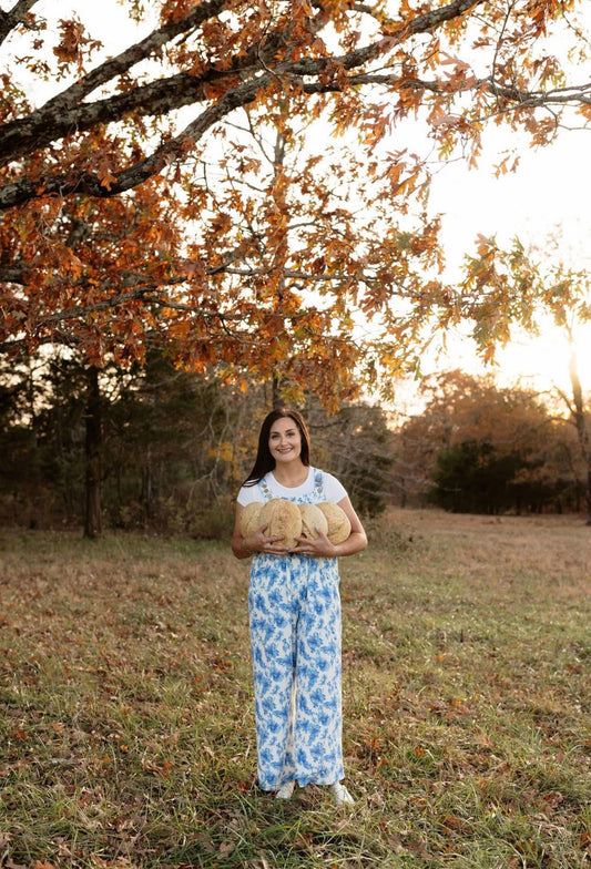 Cassidy Floral Boho Overalls: Blue Floral
