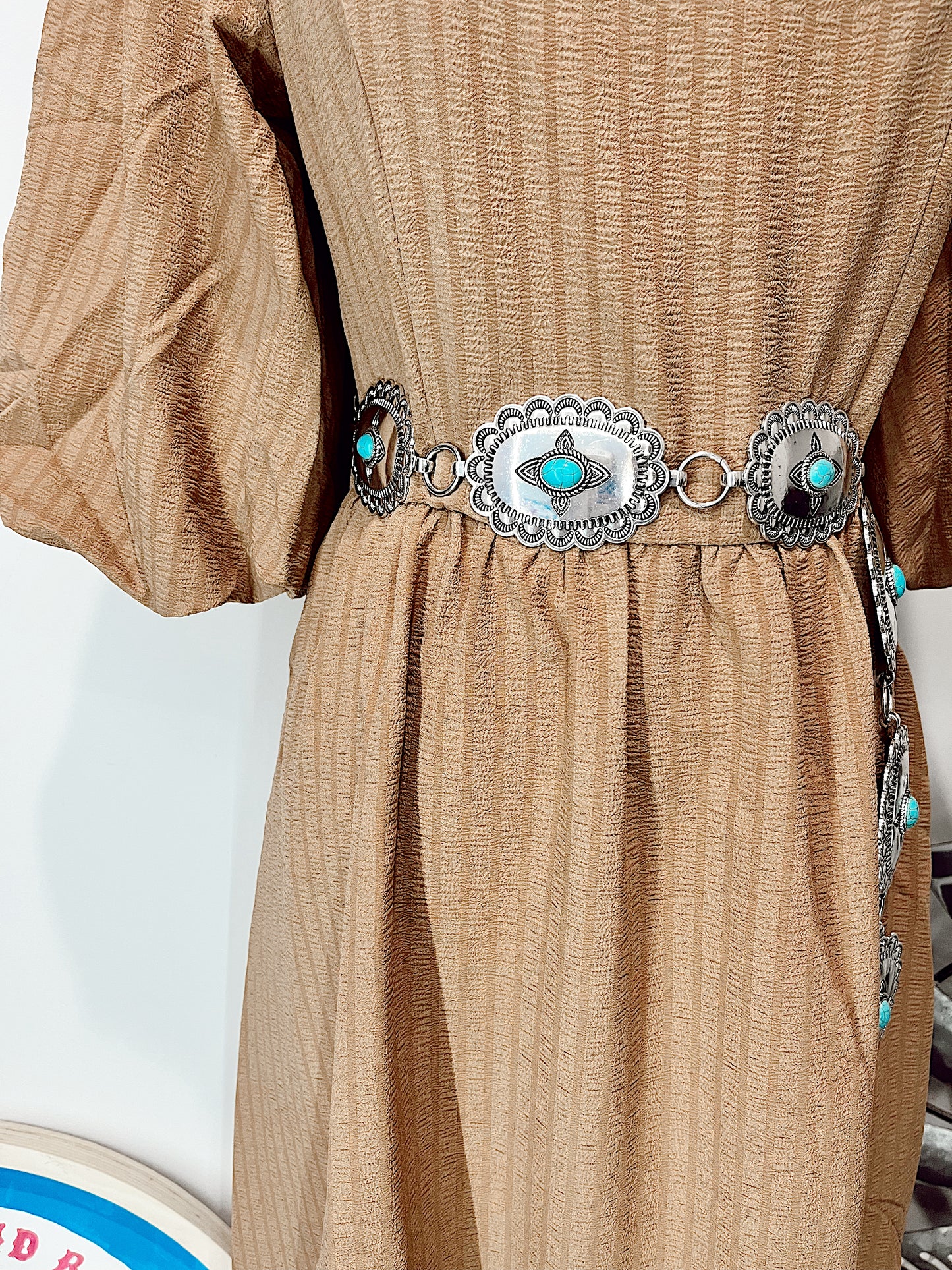 Textured Midi Dress- Taupe