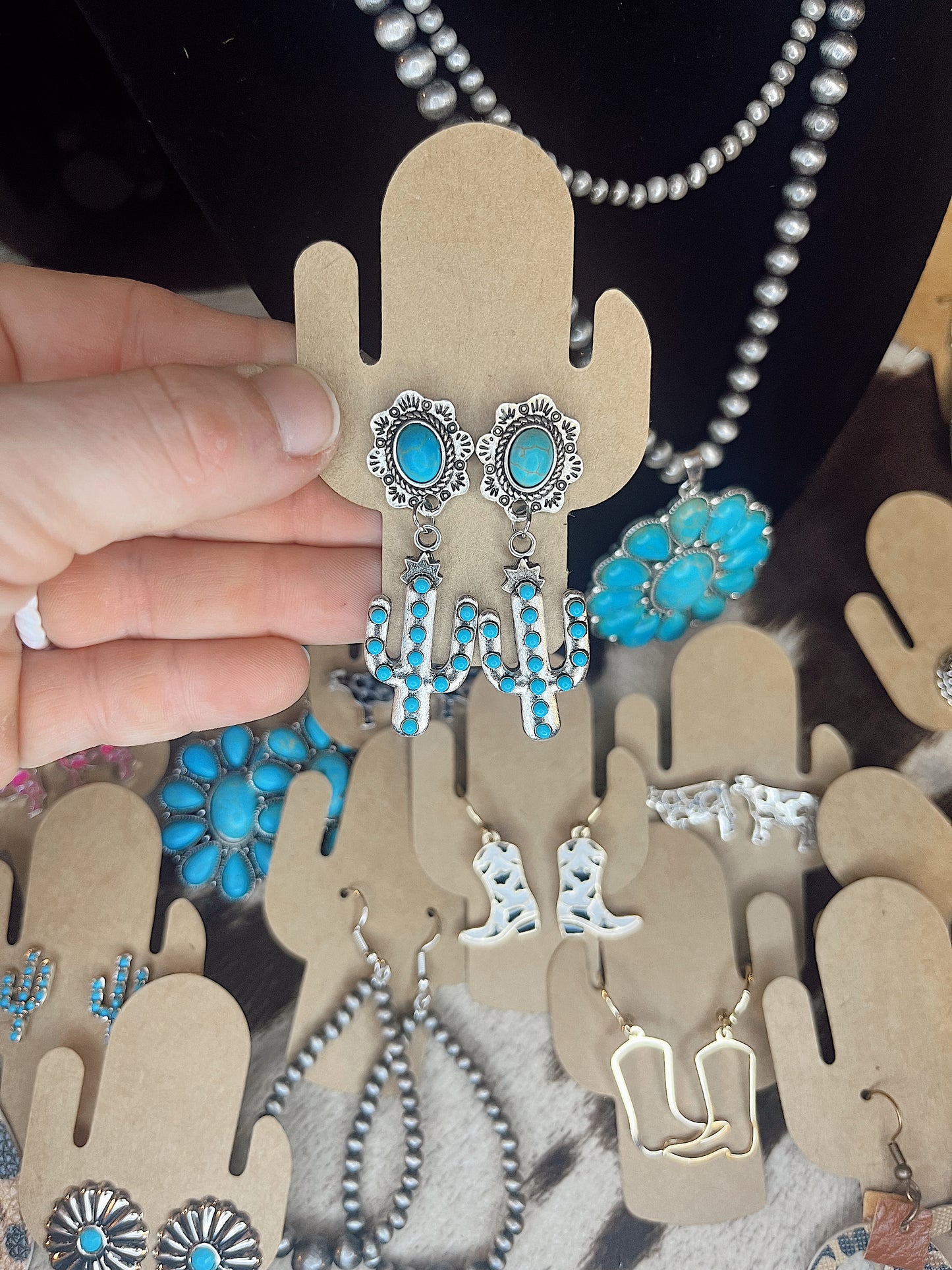 Turquoise Cactus Earrings