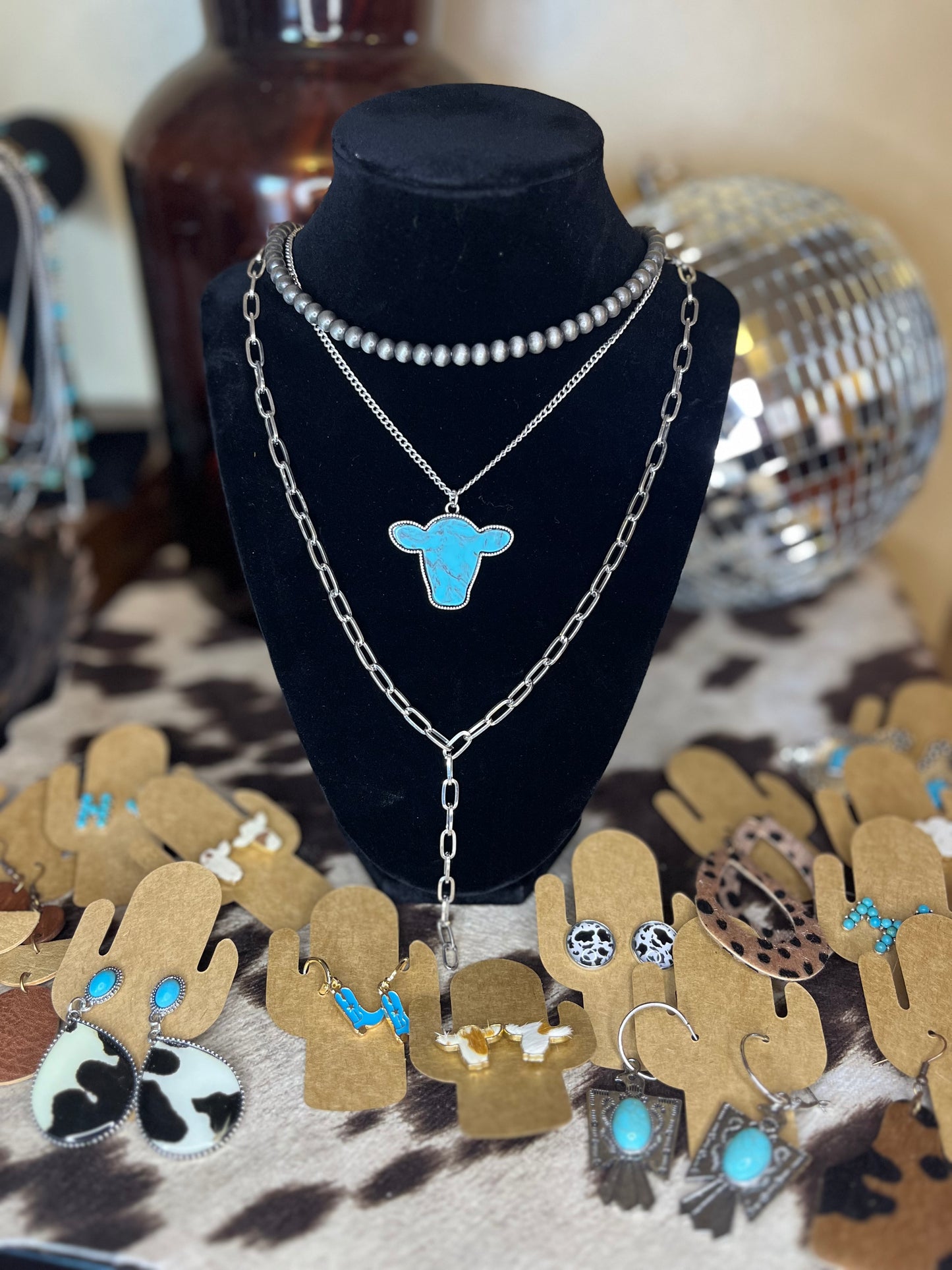 Navajo Pearl, Turquoise Cow-head, Y-Chain Necklace